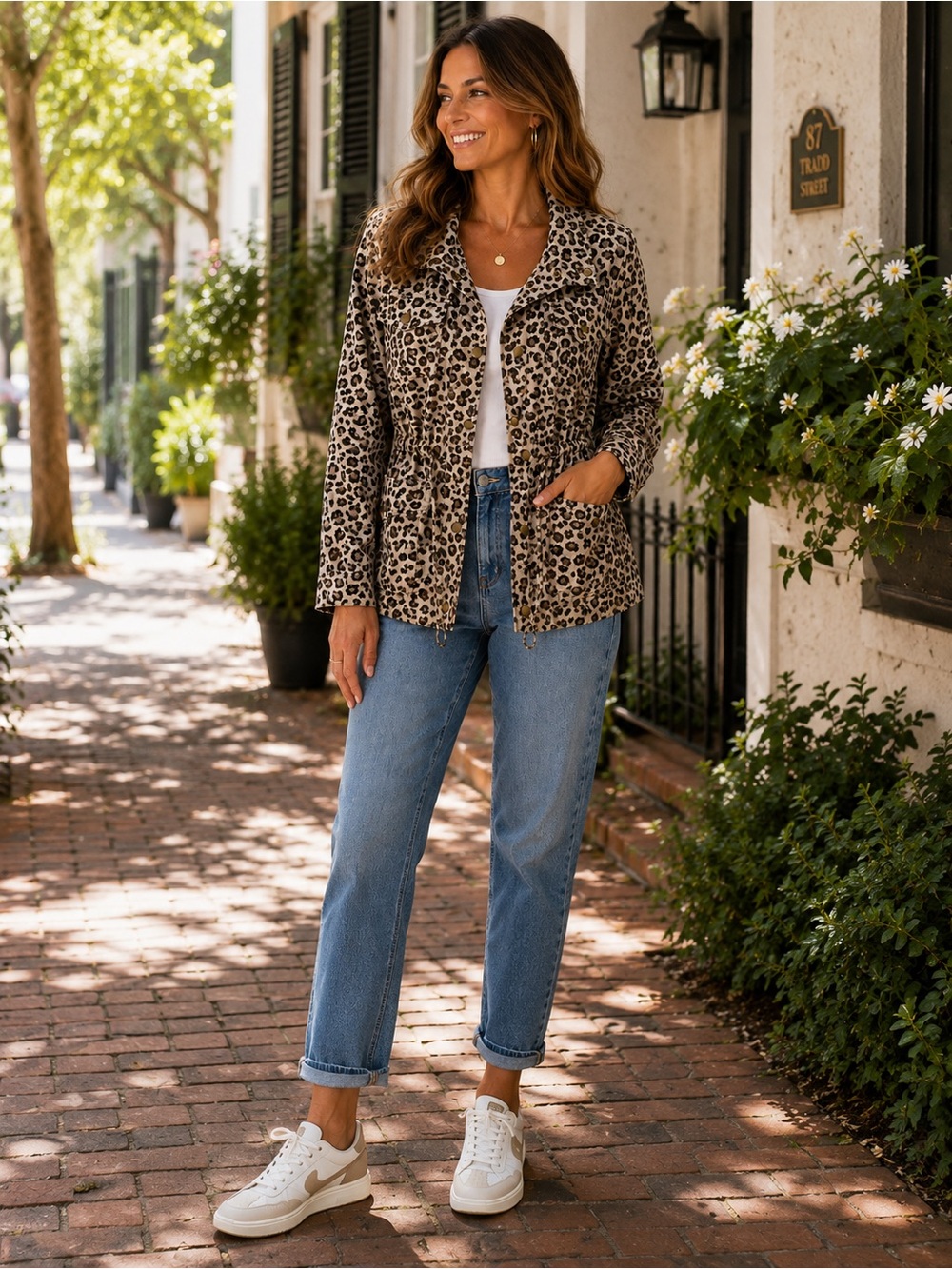 Caslon Leopard Print Utility Jacket | Animal Print Cinched Waist Safari Jacket